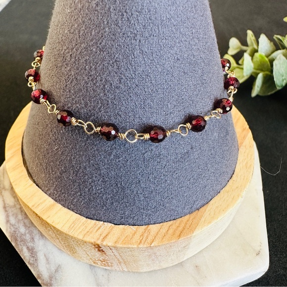 Garnet Bracelet 14k Gold Filled Beaded Rosary chain - Picture 8 of 9